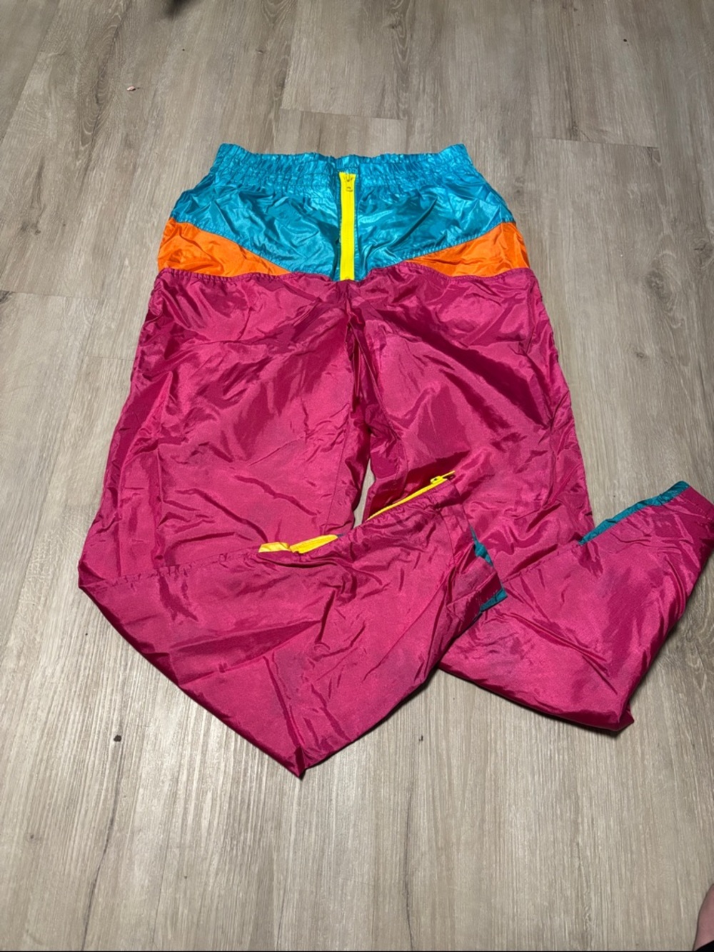 Adidas Magenta Track Pants with Teal & Orange Panels